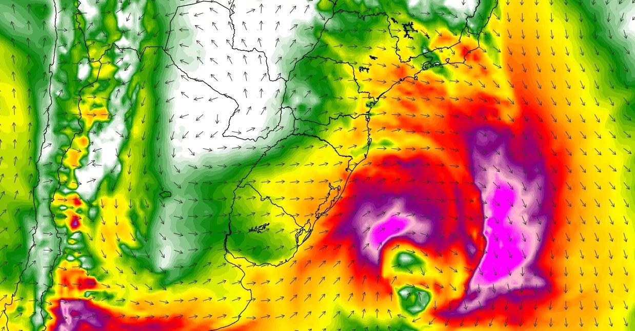 Ciclone extratropical no Sul do vai trazer temporais e vento